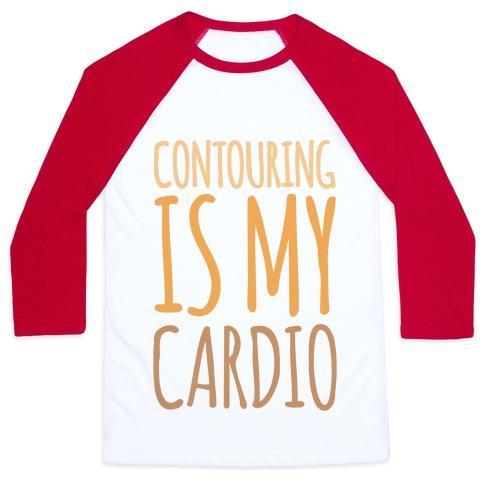 Virgin Teez  Baseball Tee Unisex Classic Baseball Tee / x-small / White/Red CONTOURING IS MY CARDIO UNISEX CLASSIC BASEBALL TEE