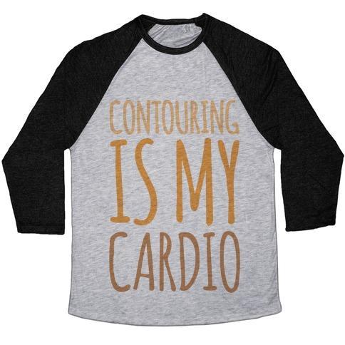 Virgin Teez  Baseball Tee Unisex Tri-Blend Baseball Tee / small / Athletic Gray / Black CONTOURING IS MY CARDIO UNISEX TRI-BLEND BASEBALL TEE
