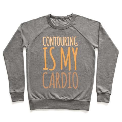 Virgin Teez  Pullover Crewneck Sweatshirt / x-small / Heathered Gray CONTOURING IS MY CARDIO WHITE PRINT CREWNECK SWEATSHIRT