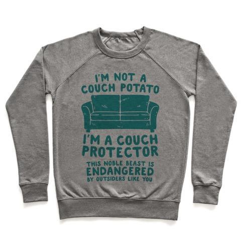 Virgin Teez  Pullover Crewneck Sweatshirt / x-small / Heathered Gray COUCH PROTECTOR CREWNECK SWEATSHIRT