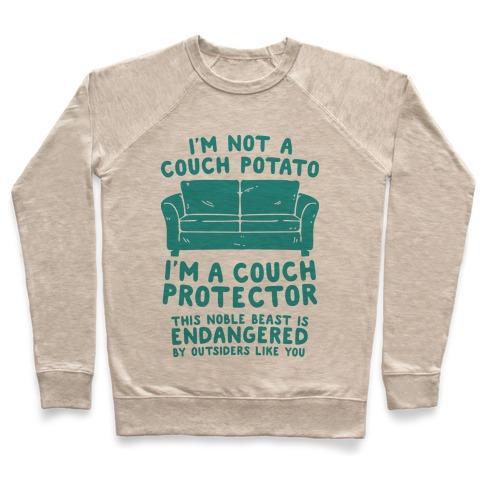 Virgin Teez  Pullover Crewneck Sweatshirt / x-small / Heathered Oatmeal COUCH PROTECTOR CREWNECK SWEATSHIRT