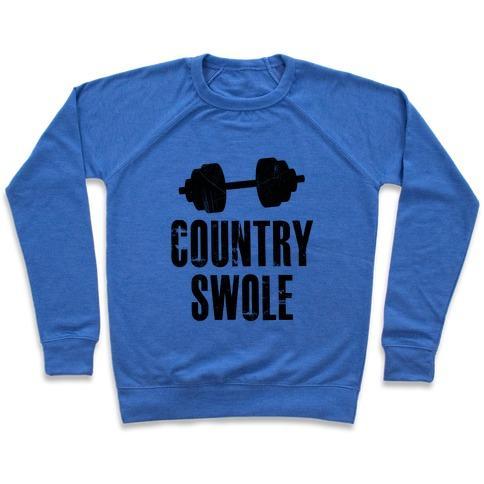 Virgin Teez  Pullover Crewneck Sweatshirt / x-small / Heathered Blue COUNTRY SWOLE CREWNECK SWEATSHIRT