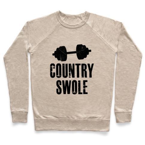 Virgin Teez  Pullover Crewneck Sweatshirt / x-small / Heathered Oatmeal COUNTRY SWOLE CREWNECK SWEATSHIRT