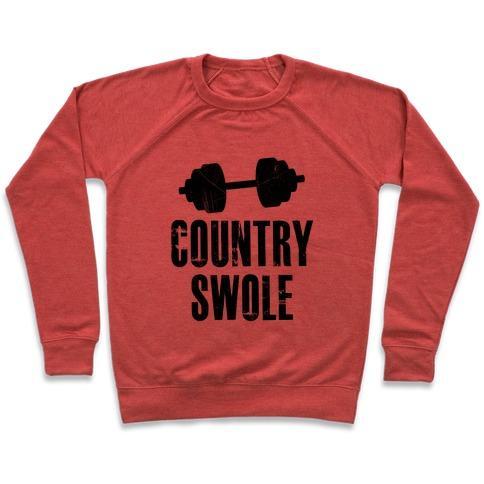 Virgin Teez  Pullover Crewneck Sweatshirt / x-small / Heathered Red COUNTRY SWOLE CREWNECK SWEATSHIRT