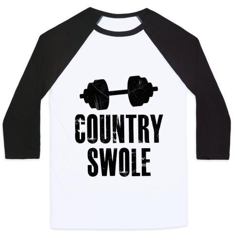 Virgin Teez  Baseball Tee Unisex Classic Baseball Tee / x-small / White/Black COUNTRY SWOLE UNISEX CLASSIC BASEBALL TEE