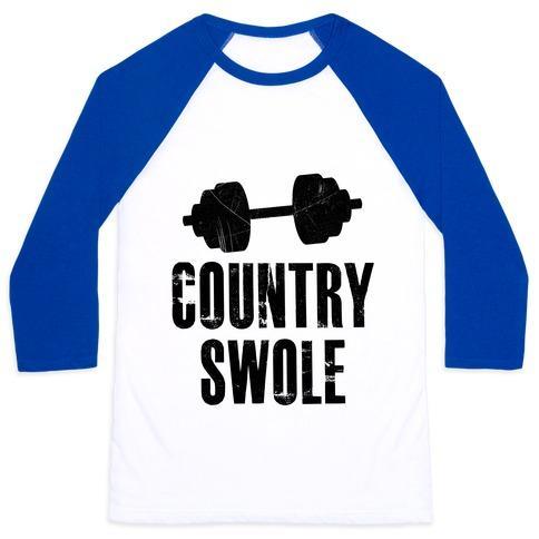 Virgin Teez  Baseball Tee Unisex Classic Baseball Tee / x-small / White/Blue COUNTRY SWOLE UNISEX CLASSIC BASEBALL TEE