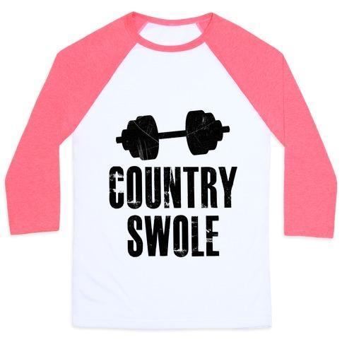 Virgin Teez  Baseball Tee Unisex Classic Baseball Tee / x-small / White/Neon Pink COUNTRY SWOLE UNISEX CLASSIC BASEBALL TEE