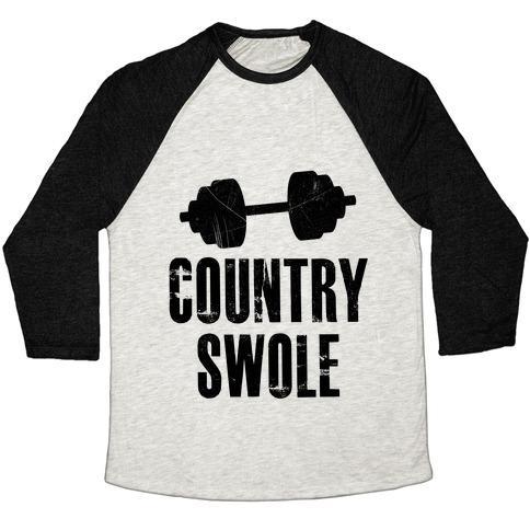 Virgin Teez  Baseball Tee Unisex Tri-Blend Baseball Tee / small / Oatmeal / Black COUNTRY SWOLE UNISEX TRI-BLEND BASEBALL TEE