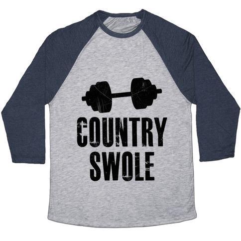 Virgin Teez  Baseball Tee Unisex Tri-Blend Baseball Tee / small / Athletic Gray / Navy COUNTRY SWOLE UNISEX TRI-BLEND BASEBALL TEE
