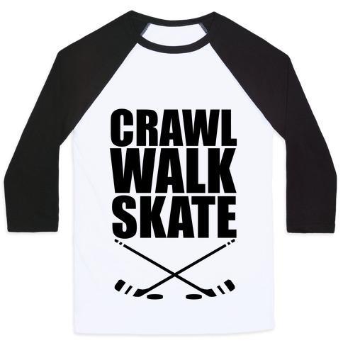 Virgin Teez  Baseball Tee Unisex Classic Baseball Tee / x-small / White/Black CRAWL WALK SKATE UNISEX CLASSIC BASEBALL TEE