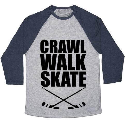 Virgin Teez  Baseball Tee Unisex Tri-Blend Baseball Tee / small / Athletic Gray / Navy CRAWL WALK SKATE UNISEX TRI-BLEND BASEBALL TEE