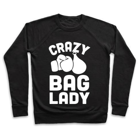 Virgin Teez  Pullover Crewneck Sweatshirt / x-small / Black CRAZY BAG LADY CREWNECK SWEATSHIRT