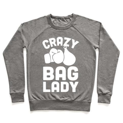 Virgin Teez  Pullover Crewneck Sweatshirt / x-small / Heathered Gray CRAZY BAG LADY CREWNECK SWEATSHIRT