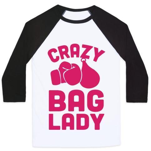 Virgin Teez  Baseball Tee Unisex Classic Baseball Tee / x-small / White/Black CRAZY BAG LADY UNISEX CLASSIC BASEBALL TEE