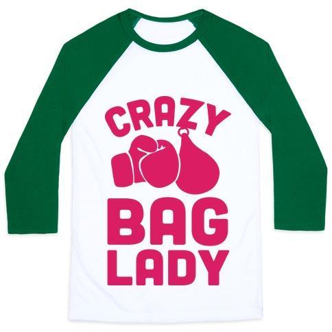 Virgin Teez  Baseball Tee Unisex Classic Baseball Tee / x-small / White/Dark Green CRAZY BAG LADY UNISEX CLASSIC BASEBALL TEE