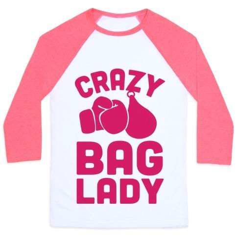 Virgin Teez  Baseball Tee Unisex Classic Baseball Tee / x-small / White/Neon Pink CRAZY BAG LADY UNISEX CLASSIC BASEBALL TEE