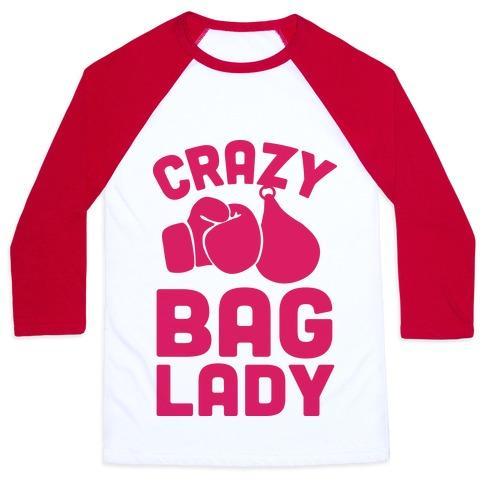 Virgin Teez  Baseball Tee Unisex Classic Baseball Tee / x-small / White/Red CRAZY BAG LADY UNISEX CLASSIC BASEBALL TEE