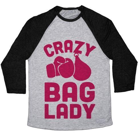 Virgin Teez  Baseball Tee Unisex Tri-Blend Baseball Tee / small / Athletic Gray / Black CRAZY BAG LADY UNISEX TRI-BLEND BASEBALL TEE