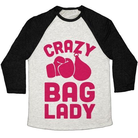 Virgin Teez  Baseball Tee Unisex Tri-Blend Baseball Tee / small / Oatmeal / Black CRAZY BAG LADY UNISEX TRI-BLEND BASEBALL TEE
