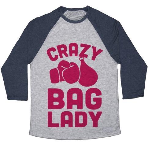 Virgin Teez  Baseball Tee Unisex Tri-Blend Baseball Tee / small / Athletic Gray / Navy CRAZY BAG LADY UNISEX TRI-BLEND BASEBALL TEE