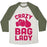 Virgin Teez  Baseball Tee Unisex Tri-Blend Baseball Tee / small / Oatmeal / Moss CRAZY BAG LADY UNISEX TRI-BLEND BASEBALL TEE