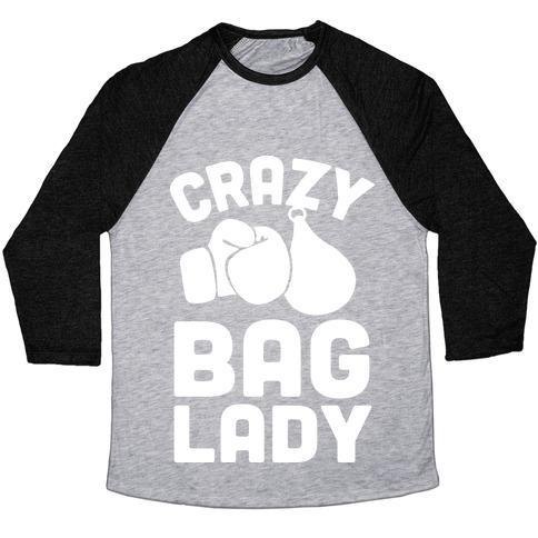Virgin Teez  Baseball Tee Unisex Tri-Blend Baseball Tee / small / Athletic Gray / Black CRAZY BAG LADY UNISEX TRI-BLEND BASEBALL TEE