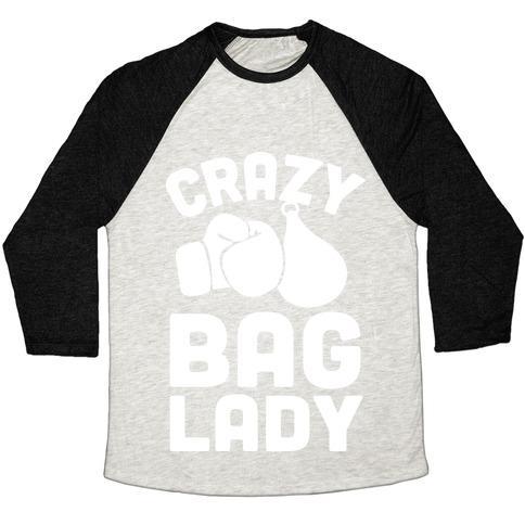 Virgin Teez  Baseball Tee Unisex Tri-Blend Baseball Tee / small / Oatmeal / Black CRAZY BAG LADY UNISEX TRI-BLEND BASEBALL TEE