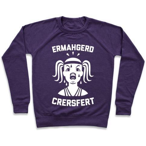 Virgin Teez  Pullover Crewneck Sweatshirt / x-small / Purple CRERSFERT CREWNECK SWEATSHIRT