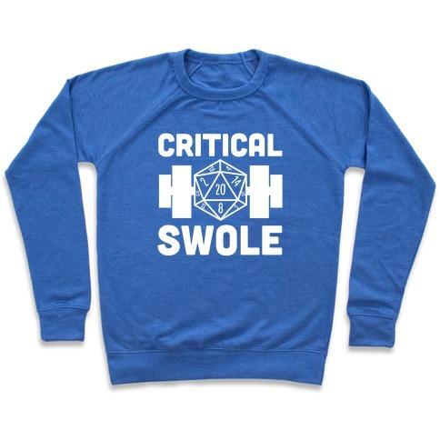 Virgin Teez  Pullover Crewneck Sweatshirt / x-small / Heathered Blue CRITICAL SWOLE CREWNECK SWEATSHIRT