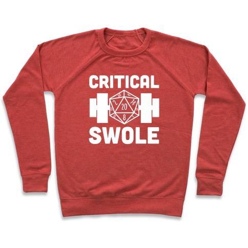 Virgin Teez  Pullover Crewneck Sweatshirt / x-small / Heathered Red CRITICAL SWOLE CREWNECK SWEATSHIRT