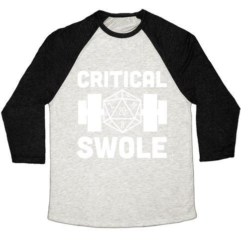 Virgin Teez  Baseball Tee Unisex Tri-Blend Baseball Tee / small / Oatmeal / Black CRITICAL SWOLE UNISEX TRI-BLEND BASEBALL TEE