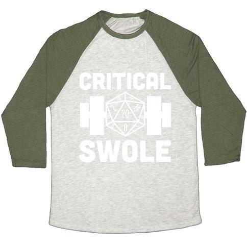 Virgin Teez  Baseball Tee Unisex Tri-Blend Baseball Tee / small / Oatmeal / Moss CRITICAL SWOLE UNISEX TRI-BLEND BASEBALL TEE