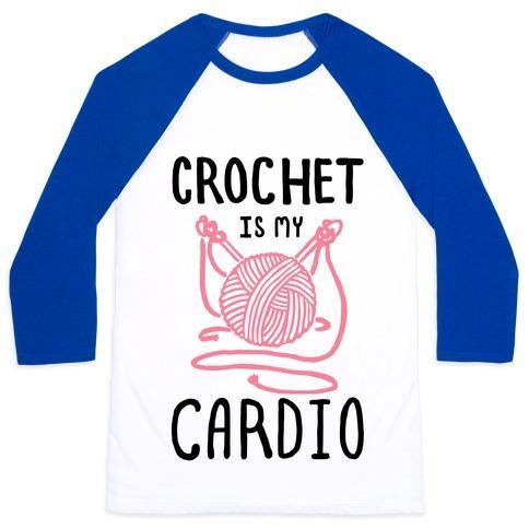 Virgin Teez  Baseball Tee Unisex Classic Baseball Tee / x-small / White/Blue CROCHET IS MY CARDIO UNISEX CLASSIC BASEBALL TEE