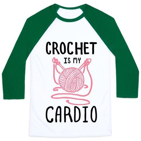 Virgin Teez  Baseball Tee Unisex Classic Baseball Tee / x-small / White/Dark Green CROCHET IS MY CARDIO UNISEX CLASSIC BASEBALL TEE