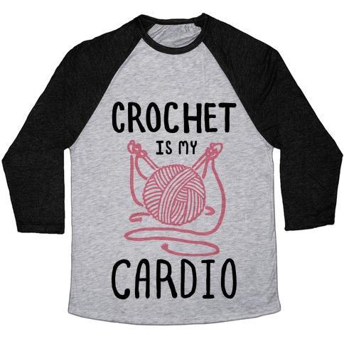 Virgin Teez  Baseball Tee Unisex Tri-Blend Baseball Tee / small / Athletic Gray / Black CROCHET IS MY CARDIO UNISEX TRI-BLEND BASEBALL TEE