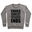 Virgin Teez  Pullover Crewneck Sweatshirt / x-small / Heathered Gray CROSS COUNTRY BEGINS WHERE THE PAVEMENT ENDS CREWNECK SWEATSHIRT
