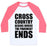 Virgin Teez  Baseball Tee Unisex Classic Baseball Tee / x-small / White/Neon Pink CROSS COUNTRY BEGINS WHERE THE PAVEMENT ENDS UNISEX CLASSIC BASEBALL TEE