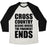 Virgin Teez  Baseball Tee Unisex Tri-Blend Baseball Tee / small / Oatmeal / Black CROSS COUNTRY BEGINS WHERE THE PAVEMENT ENDS UNISEX TRI-BLEND BASEBALL TEE