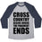Virgin Teez  Baseball Tee Unisex Tri-Blend Baseball Tee / small / Athletic Gray / Navy CROSS COUNTRY BEGINS WHERE THE PAVEMENT ENDS UNISEX TRI-BLEND BASEBALL TEE