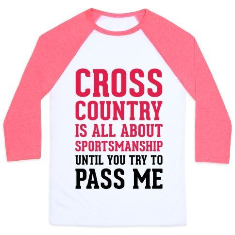 Virgin Teez  Baseball Tee Unisex Classic Baseball Tee / x-small / White/Neon Pink CROSS COUNTRY IS ALL ABOUT SPORTSMANSHIP UNISEX CLASSIC BASEBALL TEE