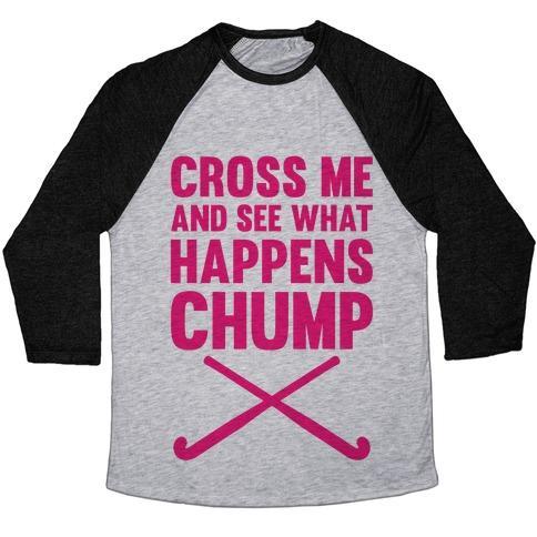 Virgin Teez  Baseball Tee Unisex Tri-Blend Baseball Tee / small / Athletic Gray / Black CROSS ME AND SEE WHAT HAPPENS (CHUMP) UNISEX TRI-BLEND BASEBALL TEE