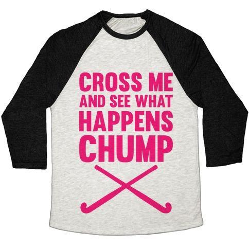 Virgin Teez  Baseball Tee Unisex Tri-Blend Baseball Tee / small / Oatmeal / Black CROSS ME AND SEE WHAT HAPPENS (CHUMP) UNISEX TRI-BLEND BASEBALL TEE