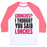 Virgin Teez  Baseball Tee Unisex Classic Baseball Tee / x-small / White/Neon Pink CRUNCHES? I THOUGHT YOU SAID LUNCHES UNISEX CLASSIC BASEBALL TEE