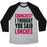 Virgin Teez  Baseball Tee Unisex Tri-Blend Baseball Tee / small / Athletic Gray / Black CRUNCHES? I THOUGHT YOU SAID LUNCHES UNISEX TRI-BLEND BASEBALL TEE