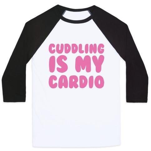 Virgin Teez  Baseball Tee Unisex Classic Baseball Tee / x-small / White/Black CUDDLING IS MY CARDIO UNISEX CLASSIC BASEBALL TEE