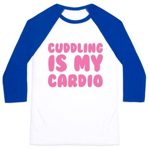 Virgin Teez  Baseball Tee Unisex Classic Baseball Tee / x-small / White/Blue CUDDLING IS MY CARDIO UNISEX CLASSIC BASEBALL TEE
