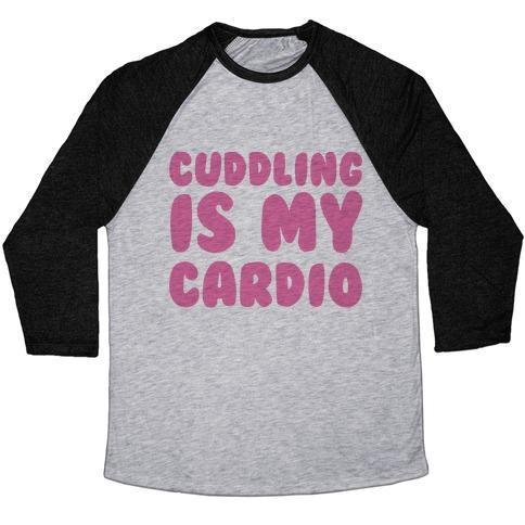 Virgin Teez  Baseball Tee Unisex Tri-Blend Baseball Tee / small / Athletic Gray / Black CUDDLING IS MY CARDIO UNISEX TRI-BLEND BASEBALL TEE