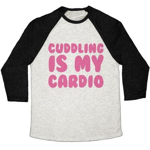 Virgin Teez  Baseball Tee Unisex Tri-Blend Baseball Tee / small / Oatmeal / Black CUDDLING IS MY CARDIO UNISEX TRI-BLEND BASEBALL TEE