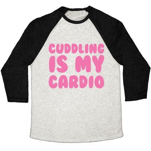 Virgin Teez  Baseball Tee Unisex Tri-Blend Baseball Tee / small / Oatmeal / Black CUDDLING IS MY CARDIO UNISEX TRI-BLEND BASEBALL TEE