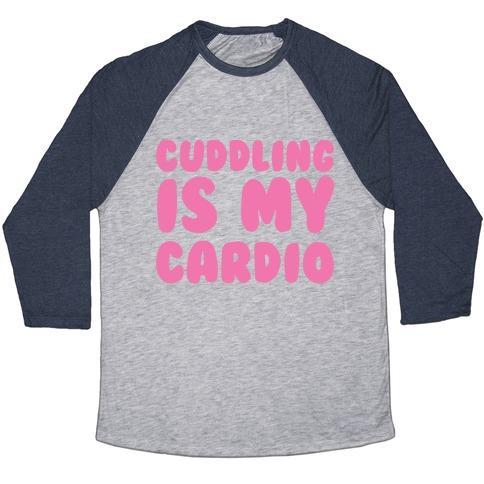 Virgin Teez  Baseball Tee Unisex Tri-Blend Baseball Tee / small / Athletic Gray / Navy CUDDLING IS MY CARDIO UNISEX TRI-BLEND BASEBALL TEE